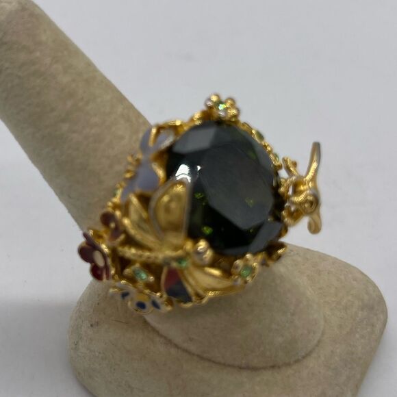 Garden Ring with Peridot Stone on Gold Plated - Picture 4 of 5